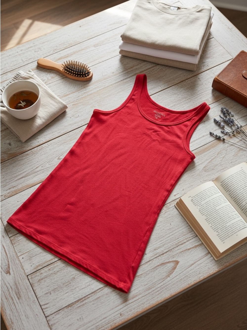 Merona Red Ribbed Scoop Neck Tank